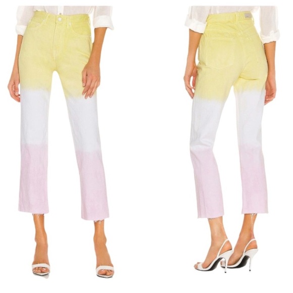 Grlfrnd Mica Gradient Yellow/White/Pink Jeans 27 - Picture 1 of 15